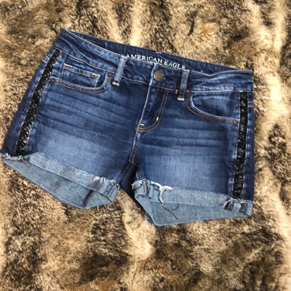 American Eagle l Denim Short Black Faux Leather